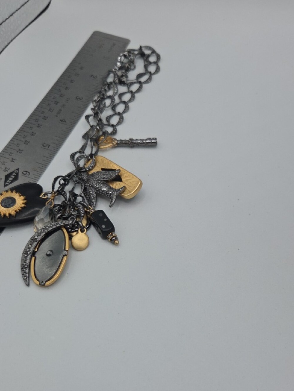 5 for $25! Chico's Mixed Metal Black Heart Charm Necklace - Picture 5 of 5
